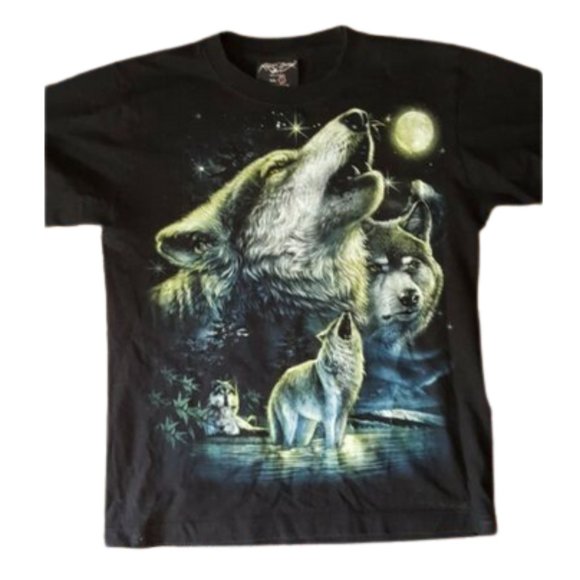 Rock Chang Other - Retro print wolf wolves & moon graphic T shirt tee